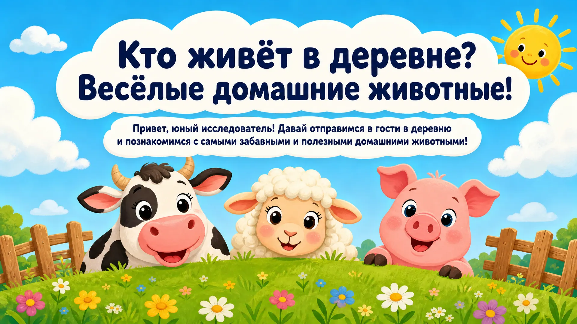 Who lives on the farm? A cheerful animal deck